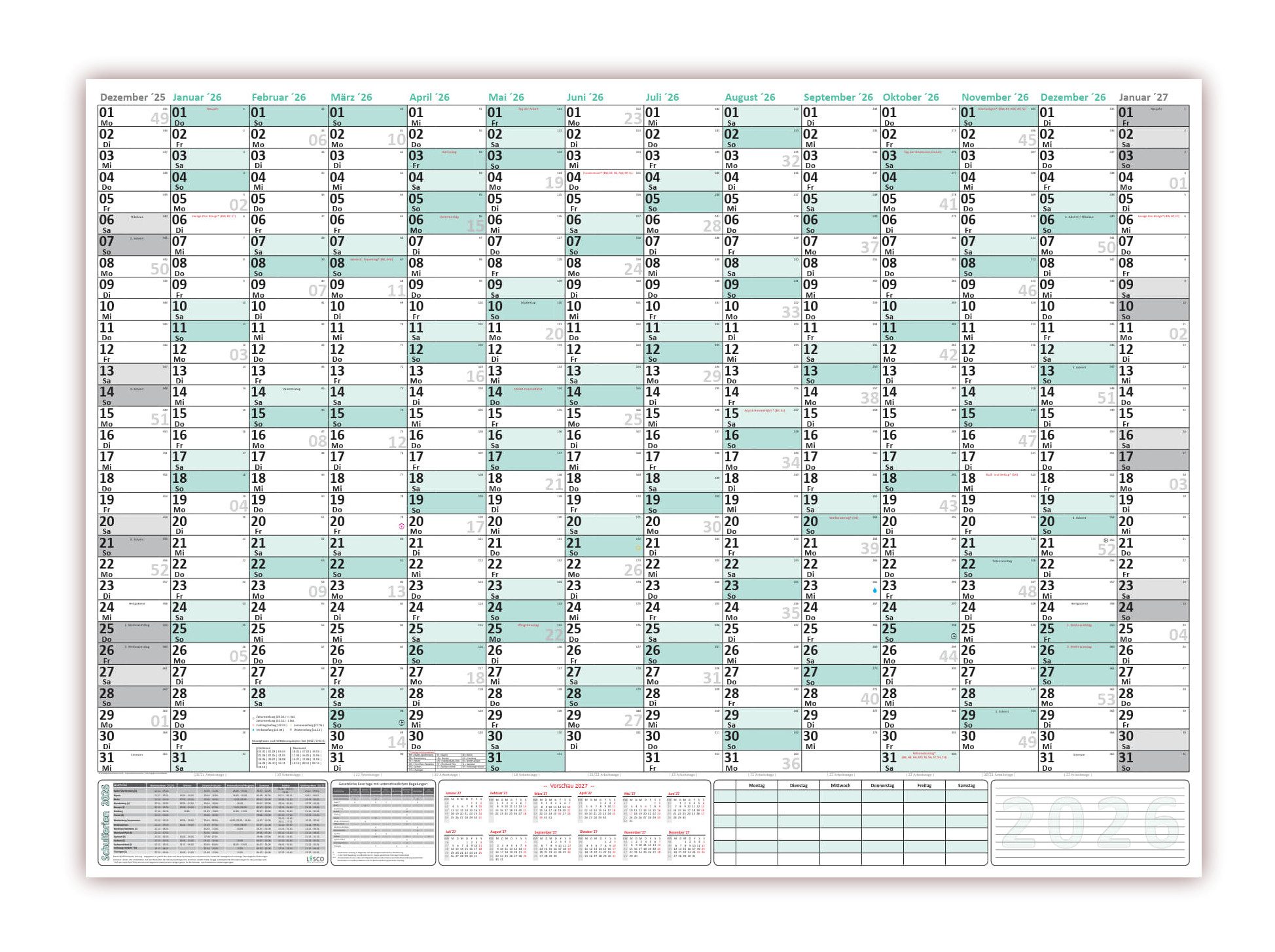 LYSCO Wandkalender XXXL Wandplaner 2026 DIN B0 Format 1 4 X 1 0 M lysco-wandkalender-xxxl-wandplaner-2026-din-b0-format-1-4-x-1-0-m